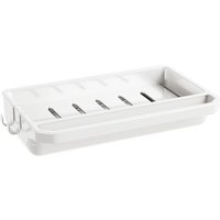 BEBUSINGOTO Weißes, an der Wand montiertes Abtropfgestell für die Küche mit 2 Haken für Putzlappen und Wasserhahn von BEBUSINGOTO