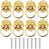 EBUSINGOTO Löwenkopf-Schrankgriffe, 8 Stück, antike Bronze-Schubladengriffe, Löwenkopf-Schrankschubladenringe, mit Schrauben, für Schranktüren, von BEBUSINGOTO