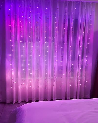 Vorhang Lichterkette zum Aufhängen für Mädchen Schlafzimmer Einhorn Meerjungfrau 160 LED rosa lila Lichter für Party Weihnachtsdekoration von BECCOBEAT