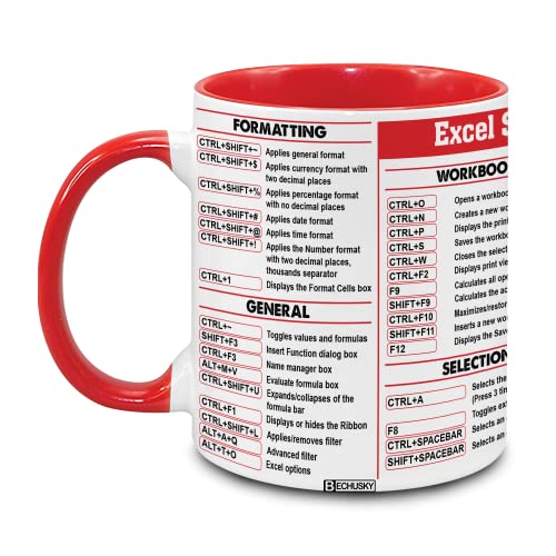 BECHUSKY Gifts for Accountant Mug Group Excel Shortcut Spreadsheet Spreadsheet Accounting Student Senior Cpa Gift Women Coworker On Anniversary Birthday Christmas, Red von BECHUSKY