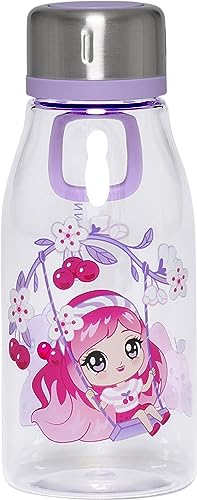 BECKMANN, Trinkflasche 400ml Cherry, für Kinder, mit simplem Schraubverschluss, 1. Klasse, Grundschule, Purple von BECKMANN