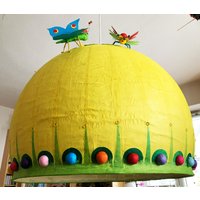 Kinderzimmer Lampe, Lampenschirm Sommerwiese Handgefertigt Mit Märchenfiguren, Hängelampe Für Das Figuren Nach Wunsch von BECKunicum