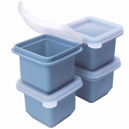 Silikon-Gefriertablett mit Deckel für 1/2 Tasse, 4 Stück, für die Zubereitung von Mahlzeiten und zum Einfrieren von verschiedenen Saucen und anderen Gerichten, ergibt 4 perfekte 1/2 Silikon-Gefriertablett mit Deckel für 1/2 Tasse, 4 Stück, für die Zubereitung von Mahlzeiten und zum Einfrieren von verschiedenen Saucen und anderen Gerichten, ergibt 4 perfekte 1/2 von BECOKIT