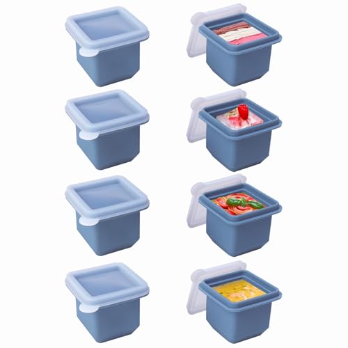 Silikon-Gefriertablett mit Deckel für 1/2 Tasse, 8 Stück, für die Zubereitung von Mahlzeiten und zum Einfrieren von verschiedenen Saucen und anderen Gerichten, ergibt 8 perfekte 1/2 Silikon-Gefriertablett mit Deckel für 1/2 Tasse, 8 Stück, für die Zubereitung von Mahlzeiten und zum Einfrieren von verschiedenen Saucen und anderen Gerichten, ergibt 8 perfekte 1/2 von BECOKIT