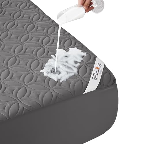BEDLORE Matratzenschoner 140 X 200, wasserdichte Matratzenauflage mit 30 cm Tiefem Taschenformat, Weicher Atmungsaktiver Matratzenbezug Waschbar für Zuhause,Schlafzimmer(Grau) von BEDLORE