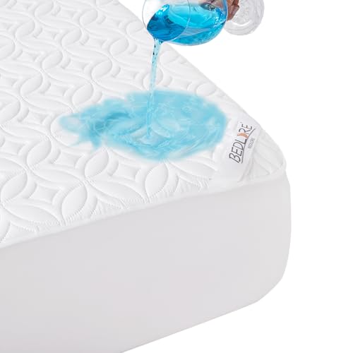 BEDLORE Matratzenschoner 180 X 200, wasserdichte Matratzenauflage mit 40cm Tiefem Taschenformat, Weicher Atmungsaktiver Matratzenbezug Waschbar für Zuhause, Schlafzimmer (Weiß) von BEDLORE