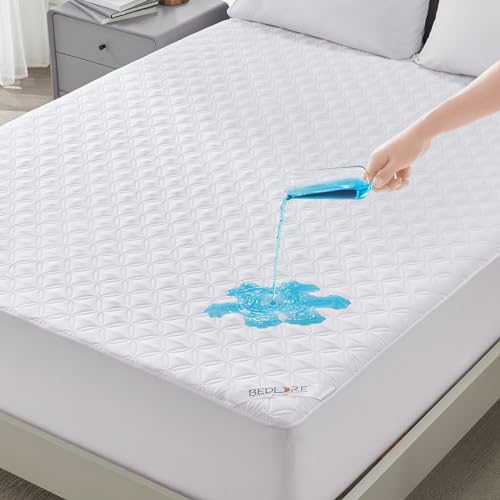 BEDLORE Matratzenschoner 180 x 200 cm, wasserdichte Matratzenauflage, geräuschloser Matratzenbezug mit tiefer Tasche – weich, atmungsaktiv und komfortabel (Weiß) von BEDLORE