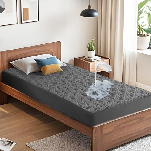 BEDLORE Matratzenschoner 90 X 200, wasserdichte Matratzenauflage mit 30 cm Tiefem Taschenformat, Weicher Atmungsaktiver Matratzenbezug Waschbar für Zuhause, Schlafzimmer(Grau) von BEDLORE