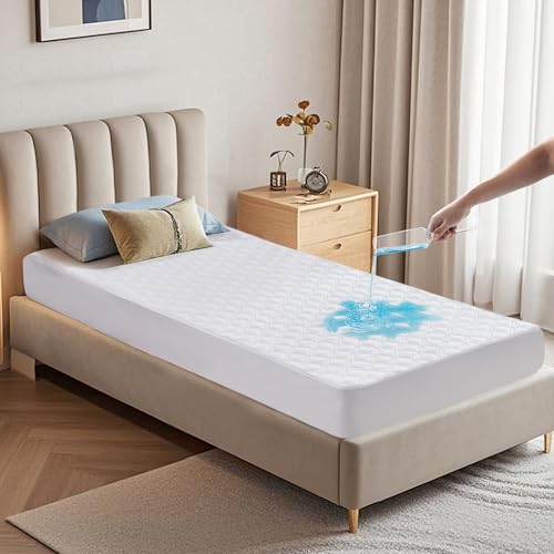 BEDLORE Matratzenschoner 90 x 200 cm, wasserdichte Matratzenauflage, geräuschloser Matratzenbezug mit tiefer Tasche – weich, atmungsaktiv und komfortabel (Weiß) von BEDLORE