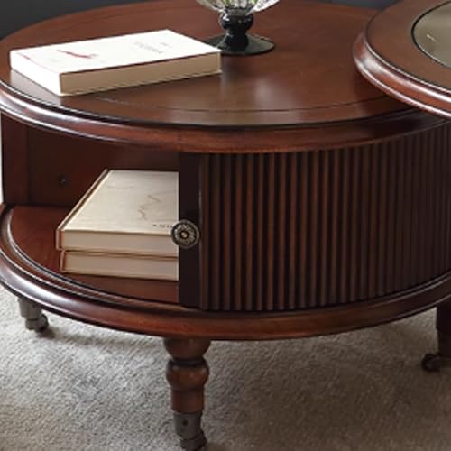 BEDOIN Amerikanischer Retro-Couchtisch-Set aus Massivholz, rund, für Wohnzimmer, Zuhause, französischer High-End-Stil, einfach und modern, C1 von BEDOIN