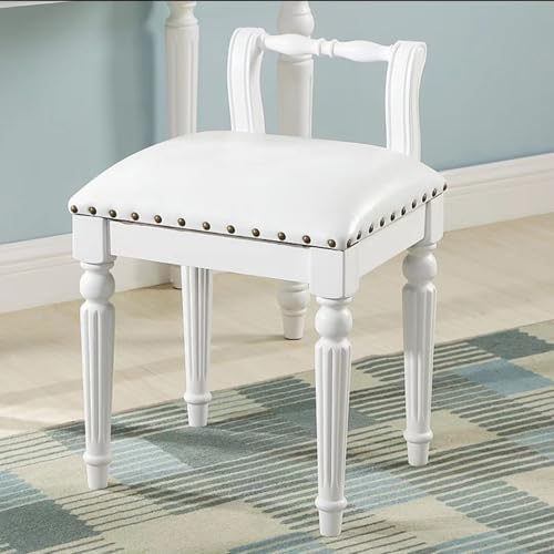 BEDOIN Ankleidehocker, Ankleidehocker Schminktischstuhl Eleganter Retro Massivholz-Stoff Weichpackung Quadratischer Hocker Retro Prinzessinnen-Hocker 2 von BEDOIN