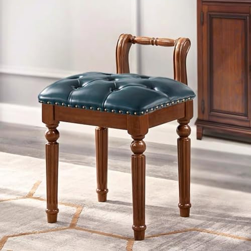 BEDOIN Ankleidehocker, Ankleidehocker Schminktischstuhl Eleganter Retro Massivholz-Stoff Weichpackung Quadratischer Hocker Retro Prinzessinnen-Hocker 9 von BEDOIN