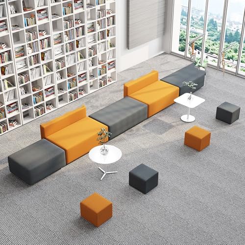 BEDOIN Büro-Lounge-Sofa, modulare weiche Sitzmöbel, gepolsterte Kombinationssofas, wasserdichtes Stoff, Flexible Sitzgelegenheiten, für die Wartehalle des Büros der Ausbild orange-grey-650 * 60cm BEDOIN Büro-Lounge-Sofa, modulare weiche Sitzmöbel, gepolsterte Kombinationssofas, wasserdichtes Stoff, Flexible Sitzgelegenheiten, für die Wartehalle des Büros der Ausbild orange-grey-650 * 60cm von BEDOIN