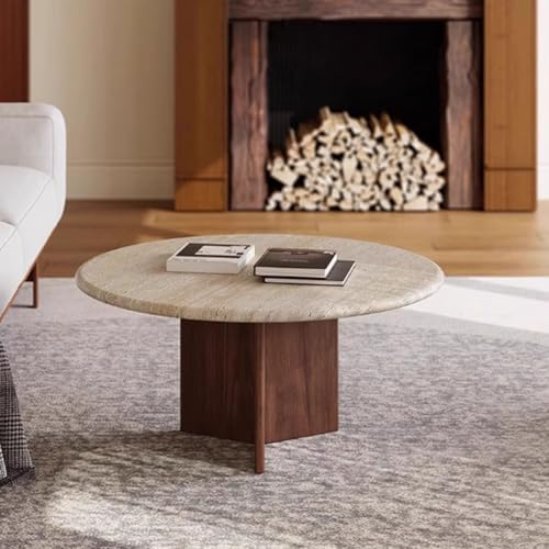 BEDOIN Cave Stone Couchtisch Set, Wabi-Sabi Stil Rund Walnussholz Wohnzimmer Home Designer Licht Luxus Antikstil Couchtisch und Beistelltisch D1 BEDOIN Cave Stone Couchtisch Set, Wabi-Sabi Stil Rund Walnussholz Wohnzimmer Home Designer Licht Luxus Antikstil Couchtisch und Beistelltisch D1 von BEDOIN