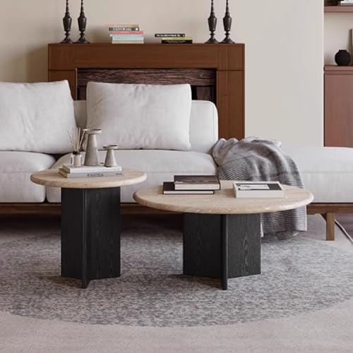 BEDOIN Cave Stone Couchtisch Set, Wabi-Sabi Stil Rund Walnussholz Wohnzimmer Home Designer Licht Luxus Antikstil Couchtisch und Beistelltisch H1 BEDOIN Cave Stone Couchtisch Set, Wabi-Sabi Stil Rund Walnussholz Wohnzimmer Home Designer Licht Luxus Antikstil Couchtisch und Beistelltisch H1 von BEDOIN