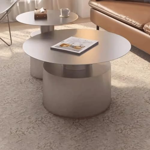 BEDOIN Couchtisch aus Edelstahl, runder Kombi-Couchtisch, Wohnzimmer, kreativ, modisch, einfacher Haushaltsschreibtisch, M+L von BEDOIN