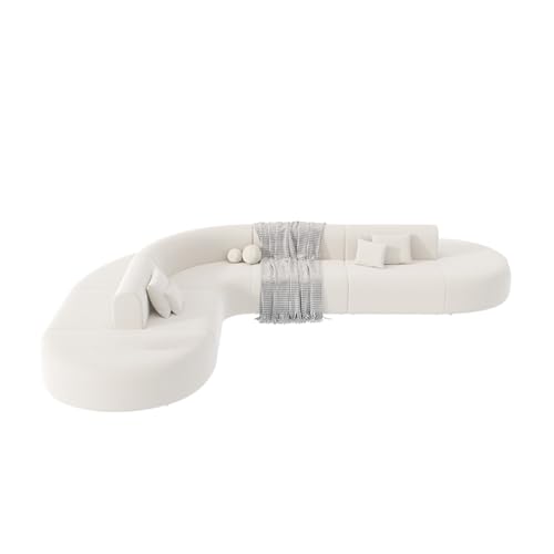 BEDOIN Doppelseitiges Ecksofa von hinten zu hinten, modern, gebogen, übergroß, mit 4 Wurfkissen, Bouclé-Stoff kompatibel, für Zuhause, Büro, Lounge-Bereiche, 210 x 210 x 70 cm von BEDOIN