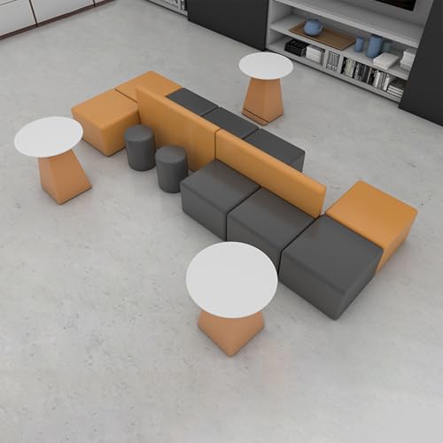 BEDOIN Einkaufszentrum Sofa Couchtisch Quadratischer Hocker Set, Modulare Sofas, Business-Stand, Einfach Zu Montieren, Für Büro-Service-Center-Rezeption Und Beratungstisch grey-110 * 360cm von BEDOIN