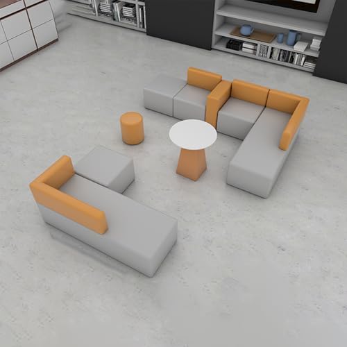 BEDOIN Einkaufszentrum Sofa Couchtisch Quadratischer Hocker Set, Modulare Sofas, Business-Stand, Einfach Zu Montieren, Für Büro-Service-Center-Rezeption Und Beratungstisch grey-260 * 160cm von BEDOIN