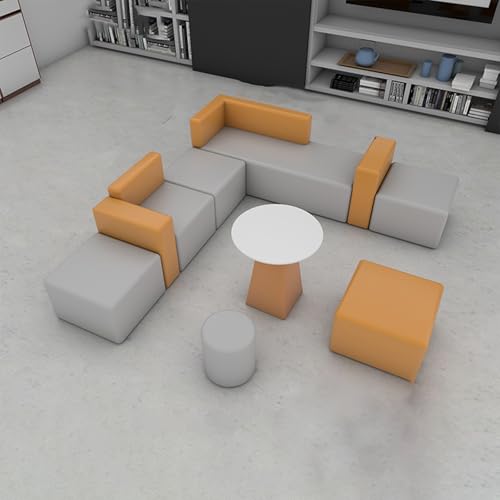 BEDOIN Einkaufszentrum Sofa Couchtisch Quadratischer Hocker Set, Modulare Sofas, Business-Stand, Einfach Zu Montieren, Für Büro-Service-Center-Rezeption Und Beratungstisch grey-260 * 240cm von BEDOIN