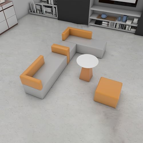 BEDOIN Einkaufszentrum Sofa Couchtisch Quadratischer Hocker Set, Modulare Sofas, Business-Stand, Einfach Zu Montieren, Für Büro-Service-Center-Rezeption Und Beratungstisch grey-300 * 160cm von BEDOIN
