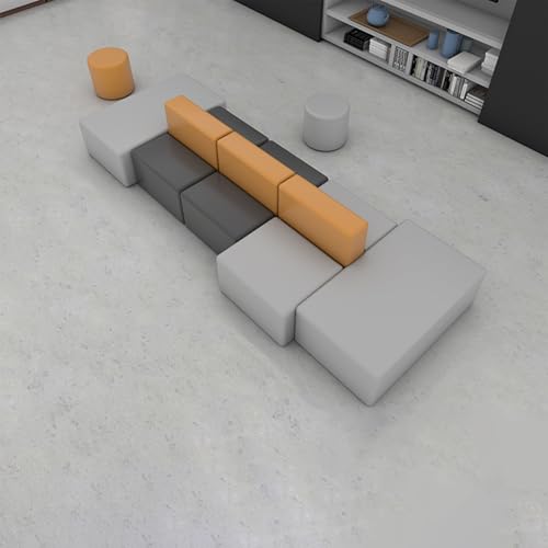 BEDOIN Einkaufszentrum Sofa Couchtisch Quadratischer Hocker Set, Modulare Sofas, Business-Stand, Einfach Zu Montieren, Für Büro-Service-Center-Rezeption Und Beratungstisch grey-350 * 120cm von BEDOIN