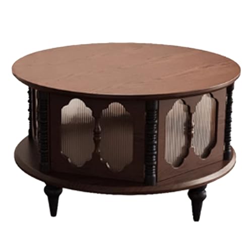 BEDOIN Französisch-stiliges Retro-Kaffeetisch-Set aus massivem Holz für kleine Wohnzimmer zur privaten Nutzung, mit einem leichten Luxus- und High-End-Gefühl sowie einem runden A1 von BEDOIN