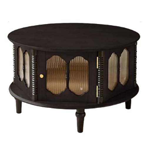 BEDOIN Französisch-stiliges Retro-Kaffeetisch-Set aus massivem Holz für kleine Wohnzimmer zur privaten Nutzung, mit einem leichten Luxus- und High-End-Gefühl sowie einem runden E1 von BEDOIN