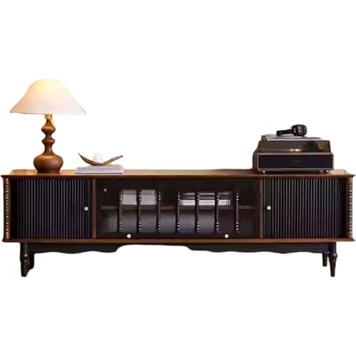 BEDOIN Französischer Retro-Kaffeetisch aus massivem Holz und runder Teetisch-Set, chinesisch inspirierter Teetisch für kleine Wohnungen, Wohnzimmer-Retro-Rundtisch F1 von BEDOIN