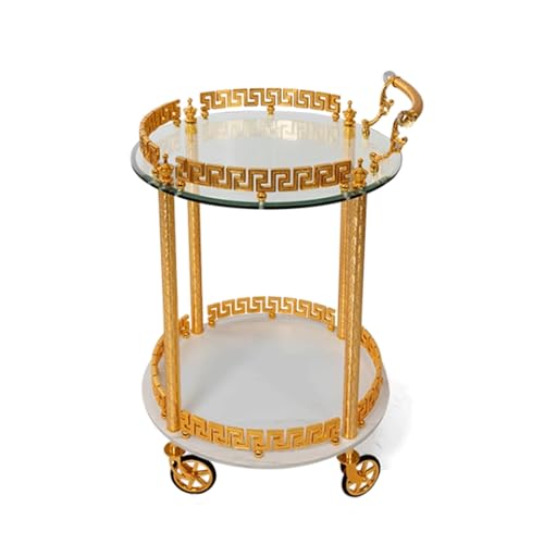 BEDOIN Gold Drinks Küchenwagen, Barwagen auf Rädern, mit Glasablage, perfekt für Zuhause, Partys und Tee-Servierung Gold von BEDOIN