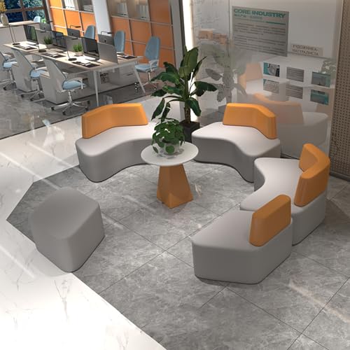 BEDOIN Kreatives Sofa-Tee-Tisch-Set, Kommerzielle Schnittsofas, Büro-Karten-Sitzcouch, Wasserdichtes Stoff, Für Büro/Empfangsbereich/Wartebereich Grey-Yellow-3 * 3m von BEDOIN