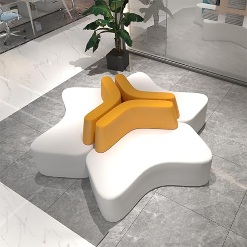 BEDOIN Kreatives Sofa-Tee-Tisch-Set, Kommerzielle Schnittsofas, Büro-Karten-Sitzcouch, Wasserdichtes Stoff, Für Büro/Empfangsbereich/Wartebereich White-Yellow-2.3 * 2.3m von BEDOIN