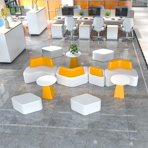 BEDOIN Kreatives Sofa-Tee-Tisch-Set, Kommerzielle Schnittsofas, Büro-Karten-Sitzcouch, Wasserdichtes Stoff, Für Büro/Empfangsbereich/Wartebereich White-Yellow-4.2 * 4m von BEDOIN