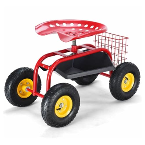 BEDOIN Mobiler Garten-Sitzwagen mit 360-Grad-drehbarem Sitz und Werkzeugablage, drehbarer Griff für Hof-, Rasen- und Gartenanhänger B1 BEDOIN Mobiler Garten-Sitzwagen mit 360-Grad-drehbarem Sitz und Werkzeugablage, drehbarer Griff für Hof-, Rasen- und Gartenanhänger B1 von BEDOIN