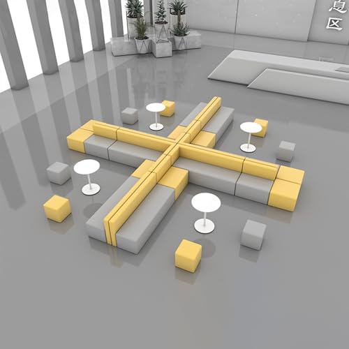 BEDOIN Modulares Kombinationssofa, Bürositzsäcke, Flexible Sitzmöglichkeiten Und Massiver Holzrahmen, Für Den Empfangsbereich Von Ausbildungseinrichtungen, Wartungs- Und Ru yellow-640 * 620cm von BEDOIN
