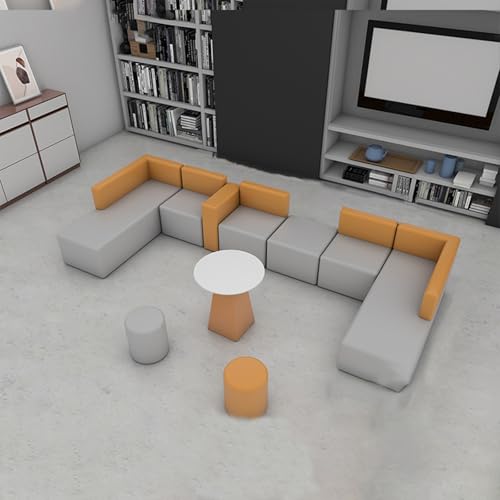 BEDOIN Modulares Kombinationssofa, große Rückenlehne, Couch, Couchtisch, runder Hocker-Kombination, kratzfester Stoff, für Büro, Service, Center, Halle, Bibliothek, Empfang, Grau, 380 x 160 cm BEDOIN Modulares Kombinationssofa, große Rückenlehne, Couch, Couchtisch, runder Hocker-Kombination, kratzfester Stoff, für Büro, Service, Center, Halle, Bibliothek, Empfang, Grau, 380 x 160 cm von BEDOIN