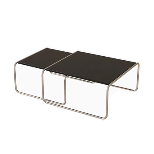 BEDOIN Schlichtes Set mit mehreren Couchtischen aus Edelstahl mit Arbeitsplatte aus gehärtetem Glas, Haushaltskombination, Wohnzimmer, Balkon B von BEDOIN