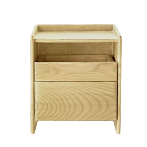 BEDOIN Schmaler Nachttisch mit Schublade, massives Holz-Nachtkästchen für Zuhause, Schiebetür, modernes Schlafzimmermöbel, für kleine Räume A von BEDOIN