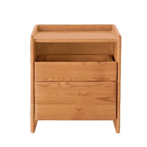 BEDOIN Schmaler Nachttisch mit Schublade, massives Holz-Nachtkästchen für Zuhause, Schiebetür, modernes Schlafzimmermöbel, für kleine Räume D von BEDOIN