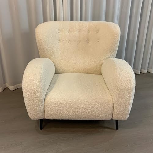 BEDOIN Sofa-Stuhl, Leichter Luxus-Einzelschrank aus Lammleder, Freizeitstuhl, moderner, Schlichter Designer-Schlafsessel in Creme fürs Wohnzimmer B von BEDOIN