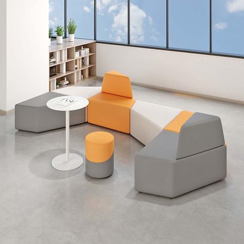 BEDOIN Wasserdichtes Ledersofa-Set, Modulares Sofa-Set, Ergonomische Couch, Bunt Unregelmäßig Geformter Kartenhalter, Für Wohnzimmer, Studio, Bürogebäude grey-345 * 180cm von BEDOIN