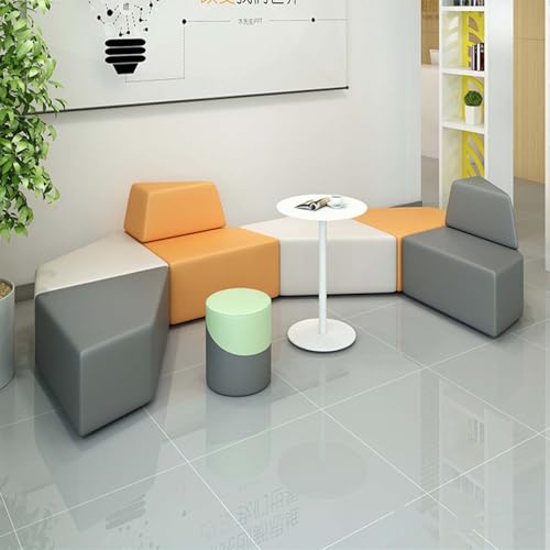 BEDOIN Wasserdichtes Ledersofa-Set, Modulares Sofa-Set, Ergonomische Couch, Bunt Unregelmäßig Geformter Kartenhalter, Für Wohnzimmer, Studio, Bürogebäude grey-345 * 225cm von BEDOIN