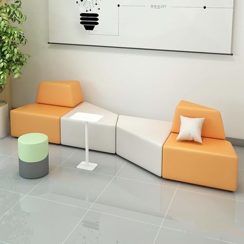 BEDOIN Wasserdichtes Ledersofa-Set, Modulares Sofa-Set, Ergonomische Couch, Bunt Unregelmäßig Geformter Kartenhalter, Für Wohnzimmer, Studio, Bürogebäude grey-348 * 135cm von BEDOIN