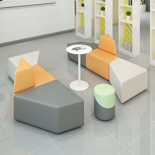 BEDOIN Wasserdichtes Ledersofa-Set, Modulares Sofa-Set, Ergonomische Couch, Bunt Unregelmäßig Geformter Kartenhalter, Für Wohnzimmer, Studio, Bürogebäude grey-357 * 258cm von BEDOIN