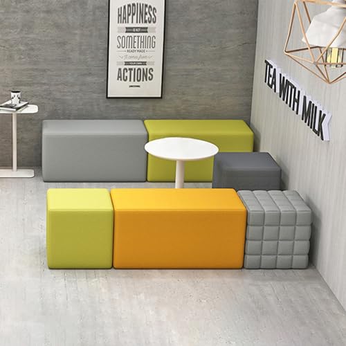 Buntes Patchwork-Sofa-Bank-Set, Flexible Sitzmöbel, Für Kindergarten Früherziehungszentrum Kunstschulungszentrum Institution Schule Flur Lobby Ruhebereich Colorful1-6pcs von BEDOIN