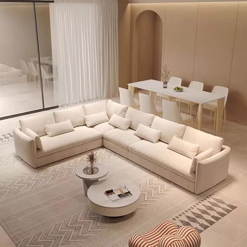 Ecksofa aus gebürstetem Stoff, übergroße Couch mit breiten Armen, moderne tiefe Sitzsofas, bequeme Poofy-Wolkensofas mit Armlehne und Kissen, für kleine Räume, Wohnzimmer, Büro, Wohnung, 240 x 270 x von BEDOIN