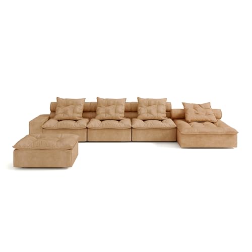 Minimalistisches Modulares Polstersofa, Übergroße Couch Mit Breiten Armlehnen, Moderne 3-Sitzer-Sofas Mit Wurfkissen, Chenille-Stoff, Für Wohnzimmer, Heimkino, Apartment 392 * 170cm von BEDOIN