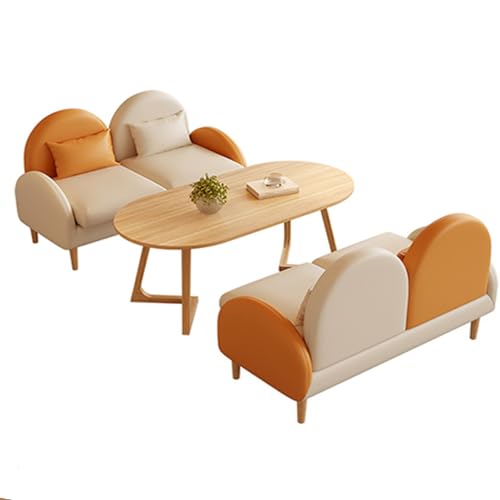 Mitte des Jahrhunderts Liebessitzcouches, Napa -Leder -Stoffsofa Mit Weichem Bequemem Kissen, Kleine Couch Für Schlafzimmer, Fest Und Leicht Zu Installieren Liebessitze Möbel I von BEDOIN