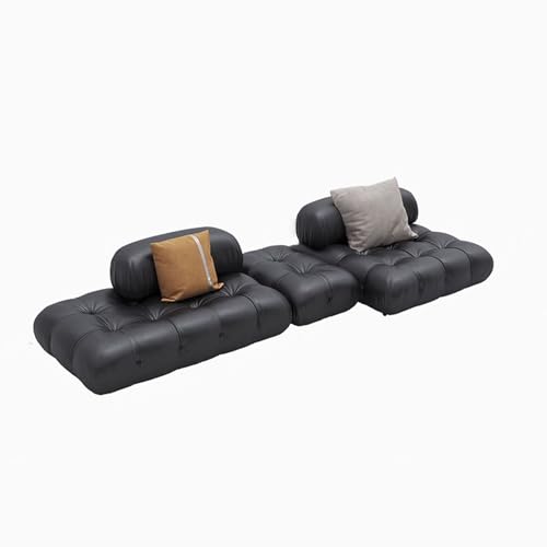 Modulares Modulsofa, Büro, Extra Tiefe Sitzfläche, Ergonomische Unterstützung, Hochelastische Polster, Für Zuhause Und Geschäft, Mehrsitzer, Ledersofas In Schwarz 330 * 90 * 68cm von BEDOIN