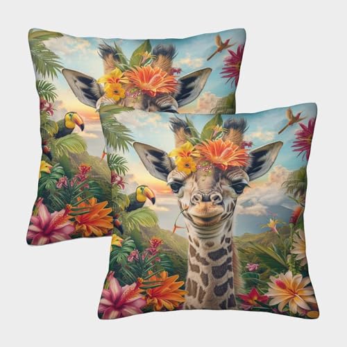 BEDPOCHY Bunte Giraffe Dekokissenbezug 2er Set dekokissen Kuschelkissen für Schlafzimmer Sofa Kissenhülle 40x40cm BEDPOCHY Bunte Giraffe Dekokissenbezug 2er Set dekokissen Kuschelkissen für Schlafzimmer Sofa Kissenhülle 40x40cm von BEDPOCHY